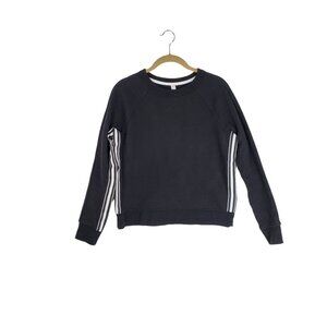 Athleta 24/7 Striped Crew Sweatshirt Black Side Stripes Cozy 486732 Size XS